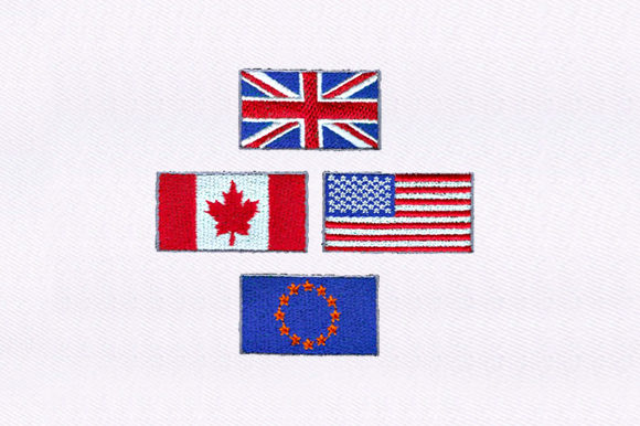 Reviewing Eu,Us Uk,Canada Flag for Holiday Embroidery